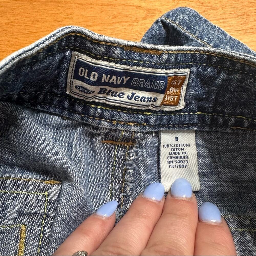 Old Navy Vintage Drawstring Low Rise Denim Shorts Cotton Pockets Casual Y2K Sz 6 - Picture 3 of 9